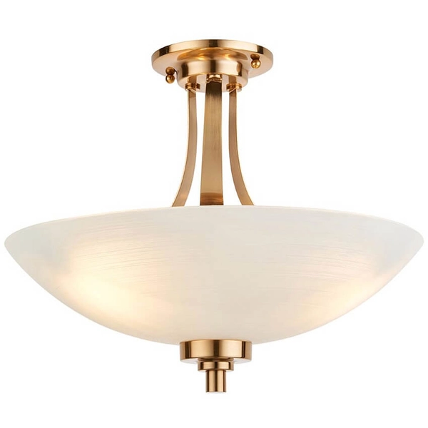 Sufitowa lampa półokrągła Welles 112438 szklana metalowa biała mosiądz