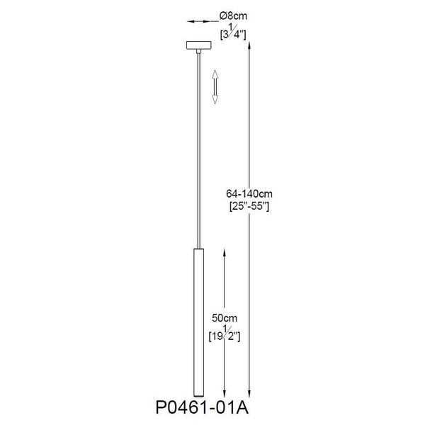 Wisząca lampa LOYA P0461-01A-F4F4 LED 5W 3000K tuba srebrny połysk