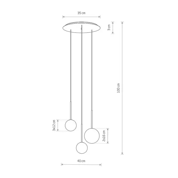 Lampa wisząca potrójna Karo 10304 balls czarna złota