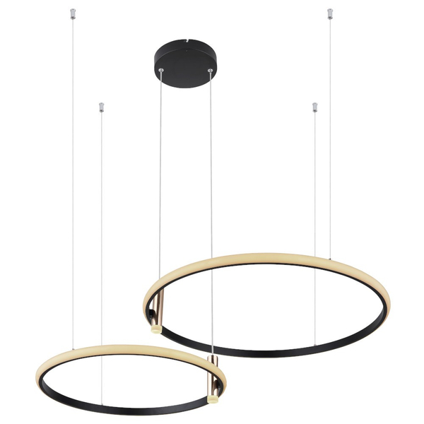 Nowoczesna LAMPA wisząca COCO 67300H Globo metalowe pierścienie LED 55W 2700K - 6000K zwis złoty