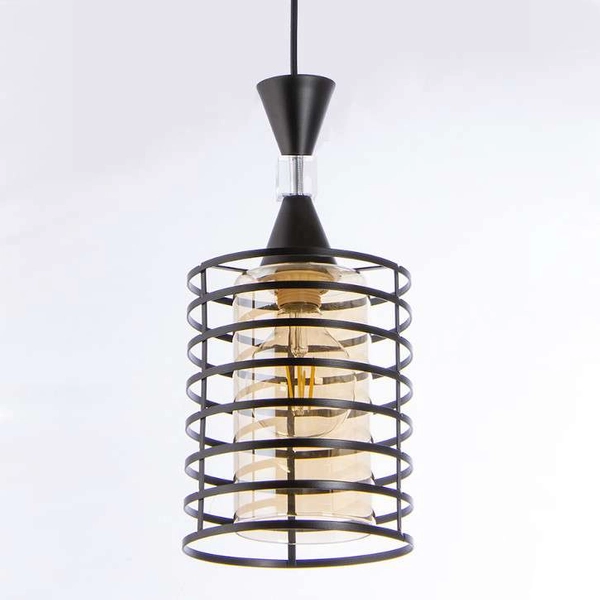 Loftowa lampa wisząca VEN W-3991/1 BK druciana czarny miodowy