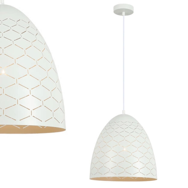 Wisząca lampa metalowa Leilani PND-43445-1L-WH zwis do przedpokoju biały