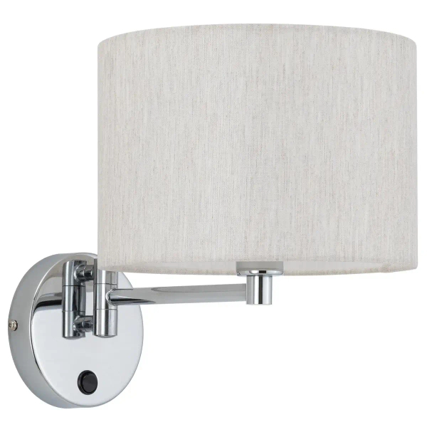 Ścienna lampa do sypialni HOTEL MOOD 11781 abażurowa chrom beżowa
