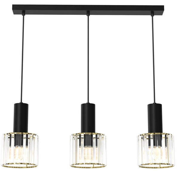 Wisząca lampa Cristal MLP8361 szklane klosze czarne złote