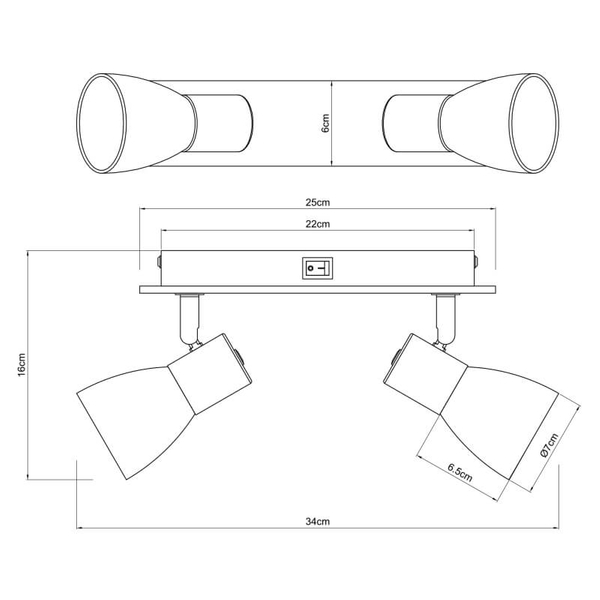 Lampa sufitowa Claude 54307-2W z regulacją drewno przydymiona