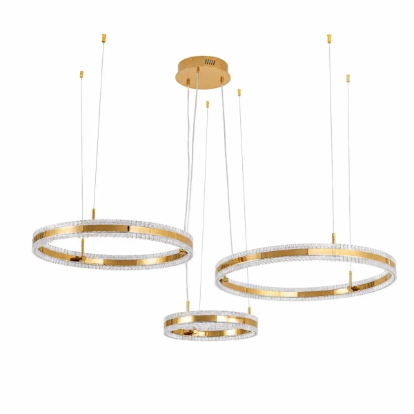Lampa wisząca ARKADIA ST-6376-40+60+80 złota LED 95W 3000K ringi