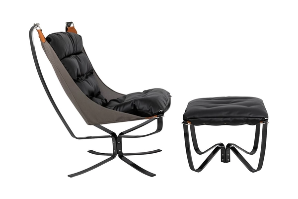 Fotel na stelażu ARNI HIGH XW-01.BLUE z podnóżkiem czarny