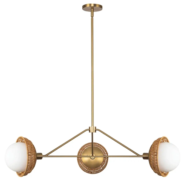 Ekologiczny żyrandol Perth ALM-PERTH3-GD do jadalni rattan złoty