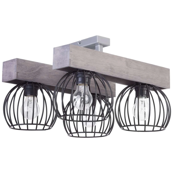 Plafon Lampa sufitowa MILAN 31575 Sigma industrialna OPRAWA druciane klatki drewniane belki drewno brązowe