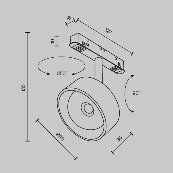 Lampa szynowa magnetyczna Lens TR217-4-15WTW-DD2-B LED 15W 2700K czarna