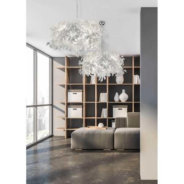 Lampa zwieszana Leavy R10464001 RL Light listki pióra chrom biała