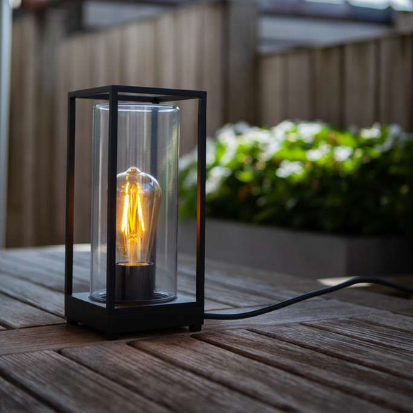 Stołowa LAMPA zewnętrzna FLAIR 6588801012 Lutec ogrodowa OPRAWA metalowa klatka outdoor IP44 czarna przezroczysta