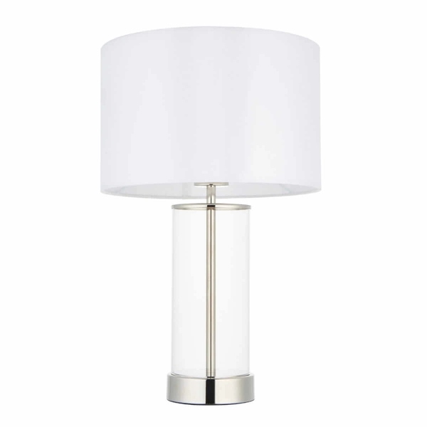 Sypialniana lampka stołowa Lessina 102674 Endon transparentna nikiel biała