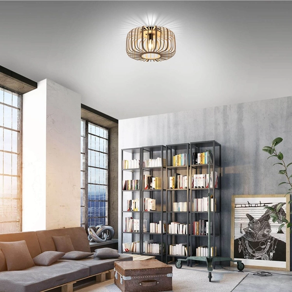 Drewniana lampa sufitowa Racoon do sypialni nad łóżko