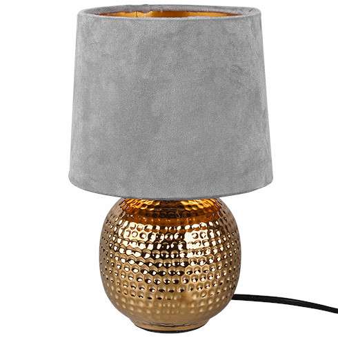 Ceramiczna LAMPA stołowa EUDORA DL011-50821 RL Light abażurowa LAMPKA stojąca nocna szara złota