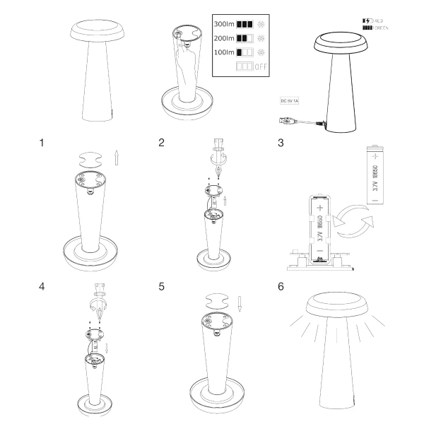 Lampka stołowa Arcello 2220155061 DFTP LED 2,8W 2700K IP54 grzybek mosiądz