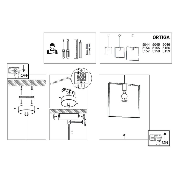 Wisząca lampa do sypialni ORTIGA 5157 Shilo geometryczna biała