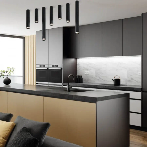 Lampa reflektor sufitowy 23224 tuba zwis do kuchni czarny