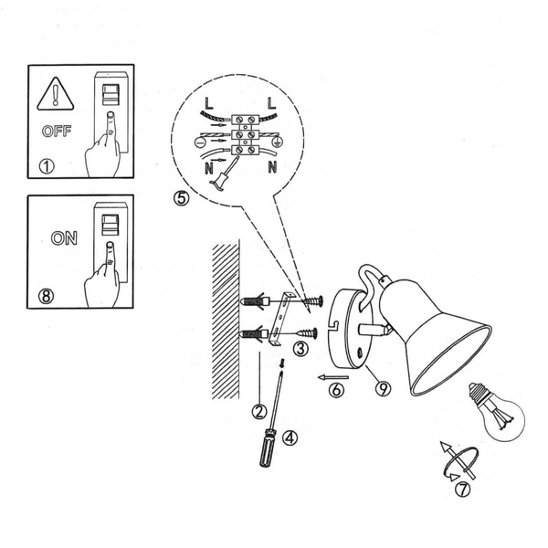 Industrialna LAMPA ścienna ASTAMA LP-1122/1W BK Light Prestige metalowa OPRAWA kinkiet regulowany czarny