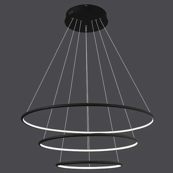 LAMPA wisząca SLIM/000011/3000/B MDECO metalowa OPRAWA biurowy ZWIS LED 99W 3000K pierścienie czarne