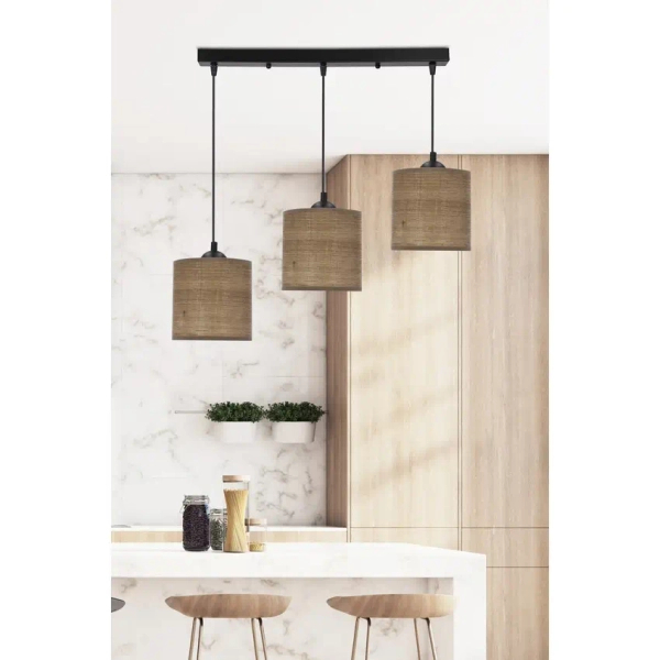 Potrójna lampa wisząca LEGNO 33-18335 z abażurami brązowa czarna