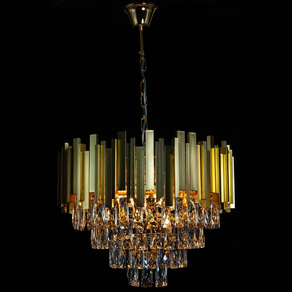 Glamour lampa wisząca Valetta 6268/5 TR z kryształami okrągła złoto