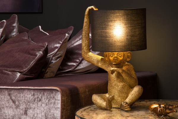 Dekoracyjna lampa stołowa Chimp 10502/81/30 Lucide małpka monkey czarna złota