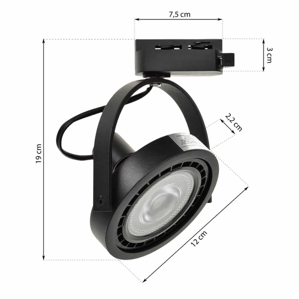 Szynowa lampa sufitowa Lugar ML5702 1-fazowa okrągła czarny