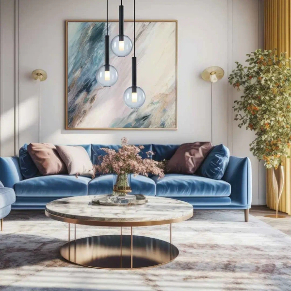 Potrójny szklany żyrandol NIKO BLACK ML0333 do salonu czarny