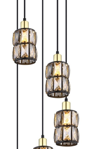 Wisząca lampa Wolli 15761-5B crystal czarna przydymiona