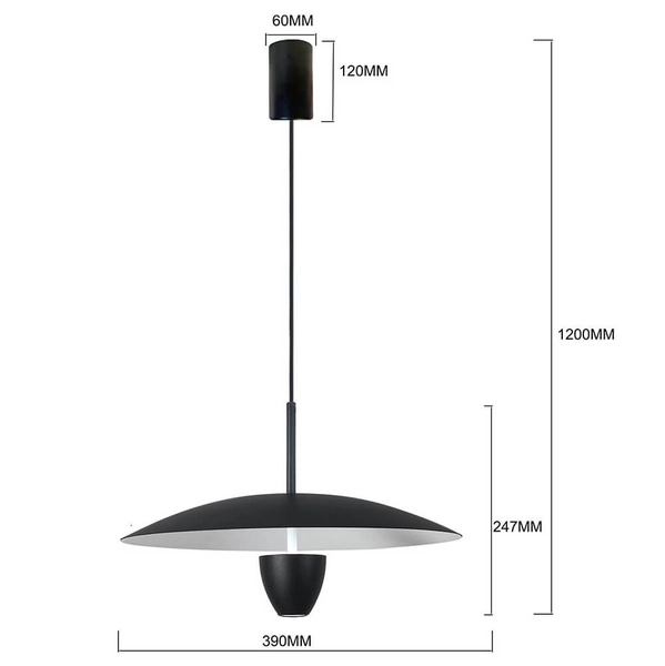 Ledowa lampa wisząca Ufo LP-0408/1P M BK 8W 3000-6000K metalowa czarna