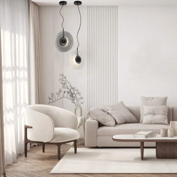 Ledowa lampa wisząca 23074 LED 11W 3000K dymione szkło czarny