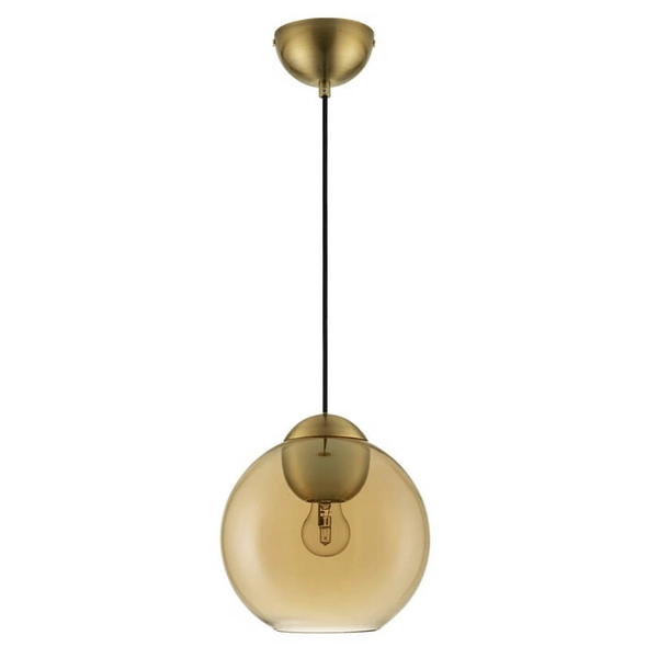Metalowa lampa wisząca Balmi LE43412 do salonu kula złota bursztynowa