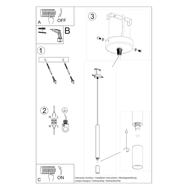 Metalowa lampa wisząca SL.0960 czarna tuba do przedpokoju