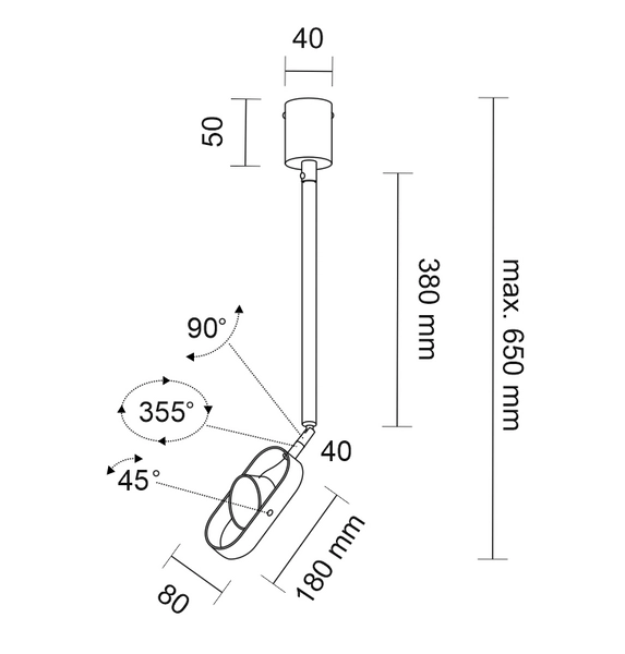Sufitowa LAMPA industrialna FUROKU 7895 Shilo regulowana OPRAWA metalowy reflektorek LED 6W 3000K czarny