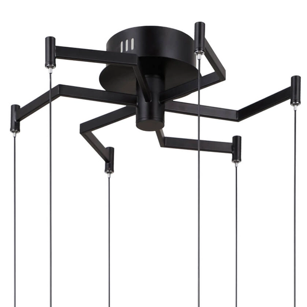 Wisząca lampa Fuente PND-34395-6-BK LED 180W 3000K czarny przezroczysty