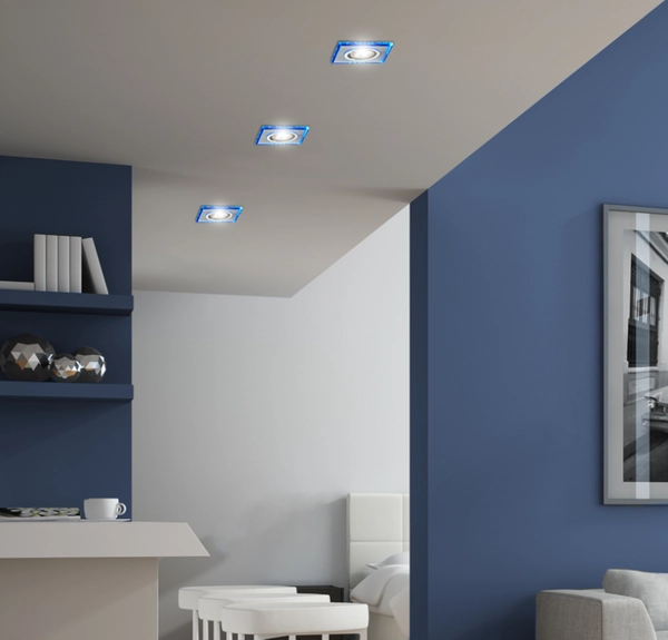 Kwadratowa lampa podstropowa 226934 do pokoju LED 2,1W niebieska
