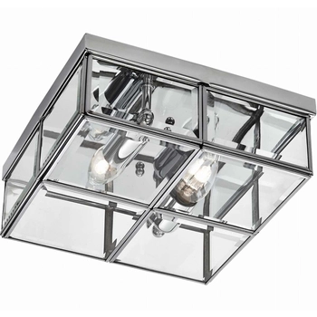 Plafon LAMPA sufitowa MONZA LP-2323/2C Light Prestige szklana OPRAWA kwadratowa chrom przezroczysta