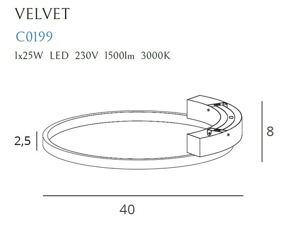 LAMPA sufitowa VELVET C0199 Maxlight metalowa OPRAWA ring LED 25W 3000K pierścień czarny