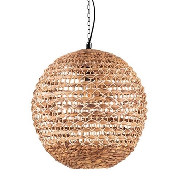 Okrągła lampa wisząca GUARDIA LE44576 ball kula naturalna czarna