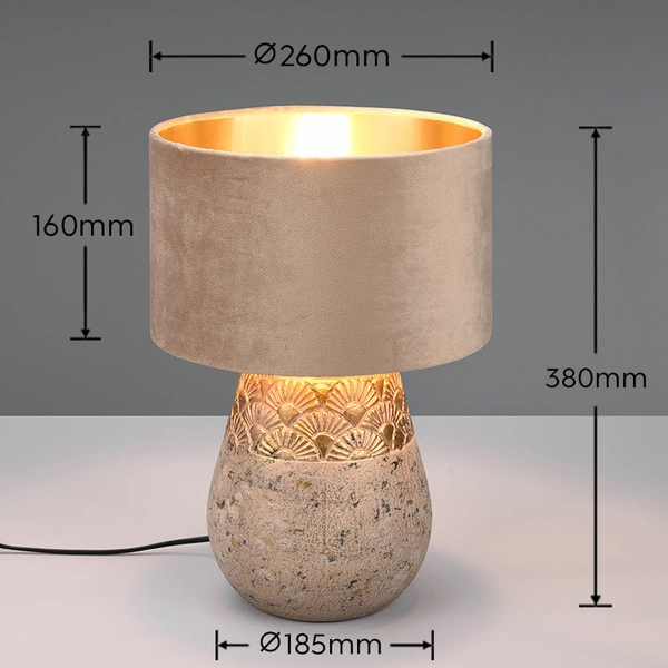 Ceramiczna lampka stołowa Kiran R51231061 do salonu wzorzysta szary