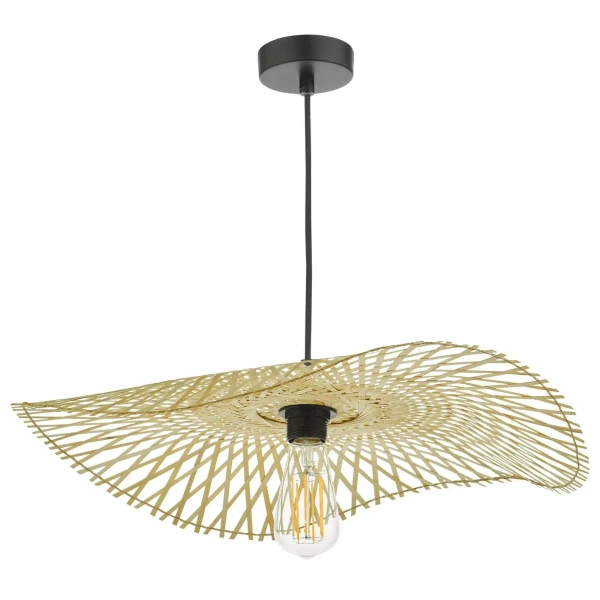 Rattanowa lampa wisząca Deja DEJ6529 kapelusz brązowy czarny