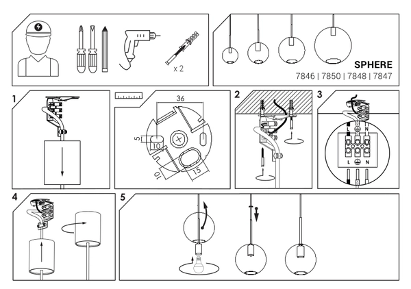 Wisząca lampa kuchenna Sphere 7850 ball loftowa nad wyspę czarna