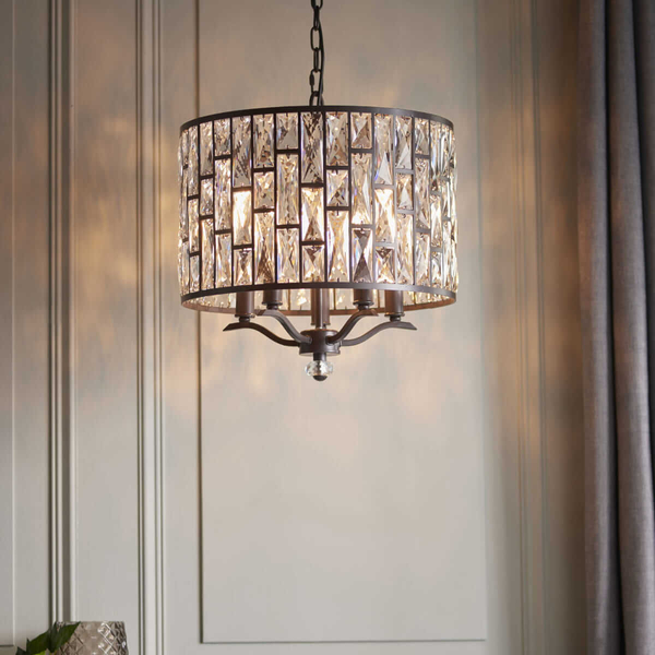 Kryształowa lampa wisząca Belle 69390 Endon glamour czarna przezroczysta