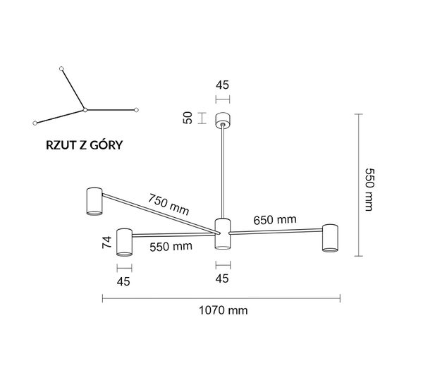 LAMPA sufitowa DAKATA 5648 Shilo metalowa OPRAWA tuby czarne