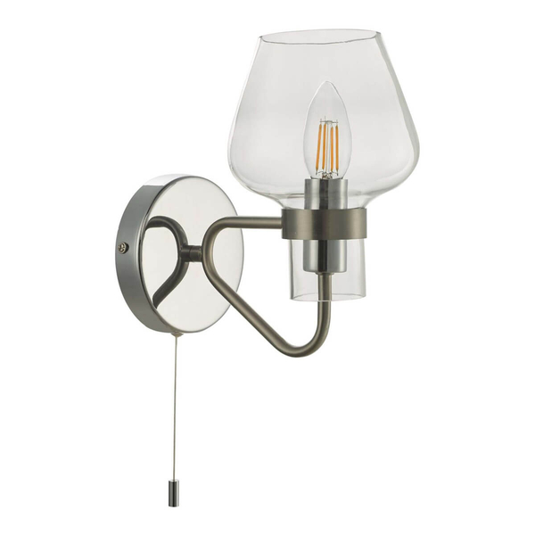 Lampa ścienna szklana Keta KET0746 z włącznikiem chrom przezroczysta