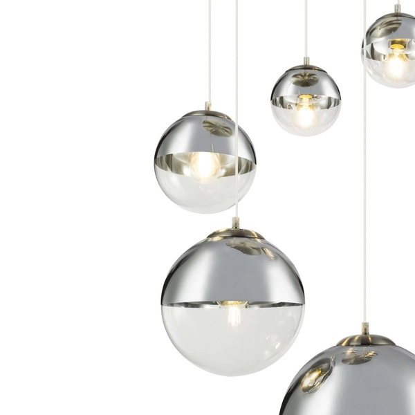 LAMPA wisząca VARUS 15851-5 Globo szklana OPRAWA zwis kaskada szklane kule balls chrom przezroczyste