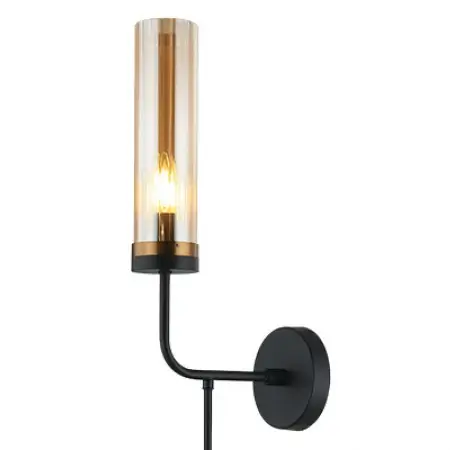 Modernistyczna ścienna lampa 22054 tuba kula mosiądz opal