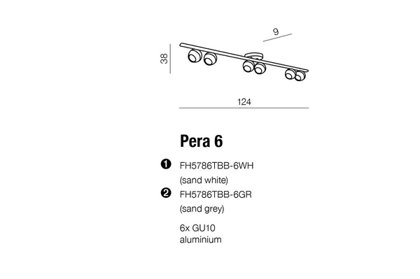 Sufitowa lampa salonowa Pera AZ1256 Azzardo listwa ze spotami biała