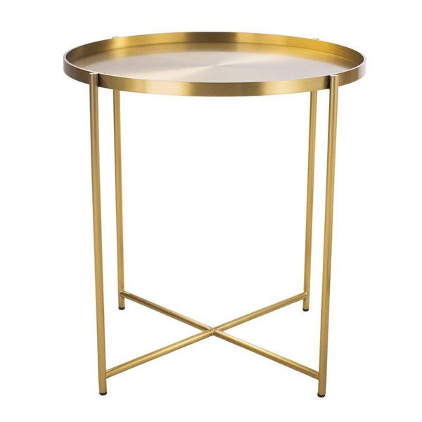 Metalowy stolik Moon DP-F80 brass Moos Home do salonu okrągły mosiądz